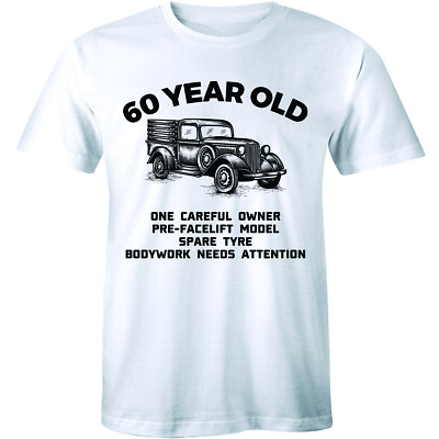 #ad 60 Year Old One Careful Owner Men#x27;s T shirt Tee Funny birthday fashion Shirt $12.99