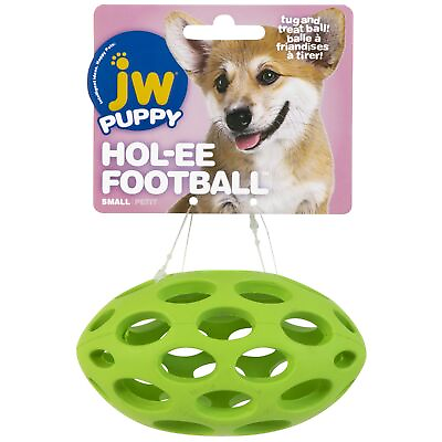 #ad JW Pet Hol ee Football Dog Toy Puzzle Ball Natural Rubber Small 5 Inch Length $3.64