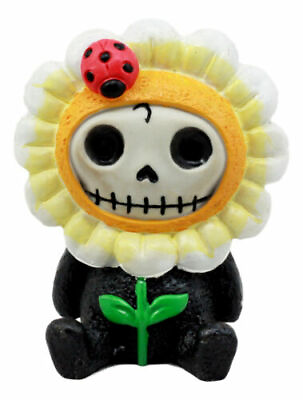 #ad Ebros Eco Green Sunflower Daisy Furrybones Figurine 3quot; H Hooded Costume Skeleton $14.99