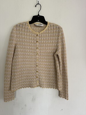 #ad Castleberry Womens Knit Pastel Scallop Hem Button Cardigan Sweater Size Large $25.99