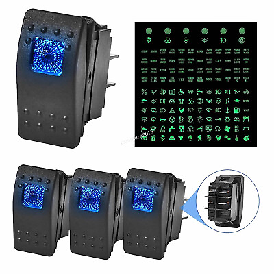 #ad 4x ATV UTV Rocker Switch 4 Pin LED Night Glow Waterproof For Polaris RZR Can Am $13.98