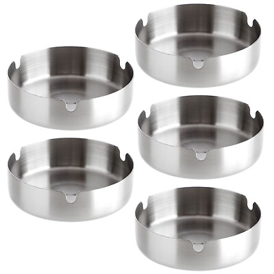 #ad 5 Pack Stainless Steel Ashtrays for Cigarettes Indoor Outdoor Ashtray 4x4x1quot; $19.99