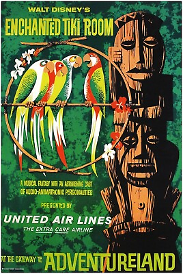 #ad Disney Attraction Poster Enchanted Tiki Room Vintage 24 x 36 Inches $10.99