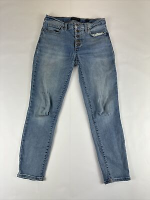 #ad Lucky Brand Mid Rise Crop Ava Skinny Jeans Womens Sz 4x27 Blue Denim Button Fly $17.99