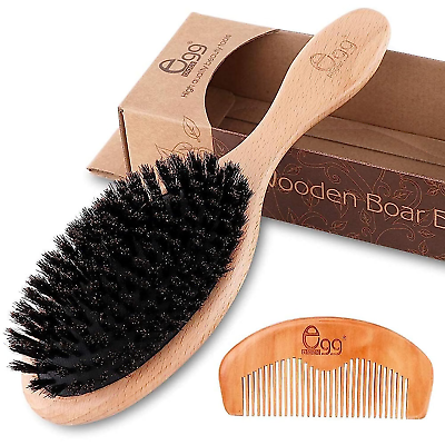 #ad BLACK EGG Boar Bristle Hair Brush for Women Men Kid Soft Natural $13.74