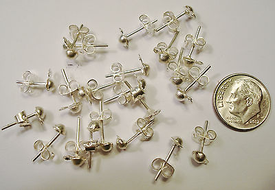 #ad Silver plated dangle 4mm 1 2 ball post earring findings clutches 12 pair fpe007 $1.95