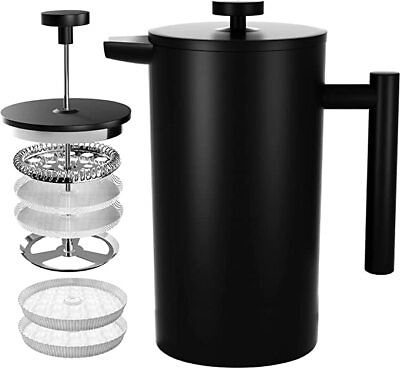 #ad French Press Coffee Maker304 Grade Stainless Steel 2 Extra Filter Utopia Kitchen $30.45