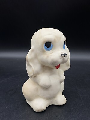 #ad Vintage RARE EASTERN MOULDED PRODUCTS White Puppy RUBBER SQUEAK Dog Baby TOY $8.83