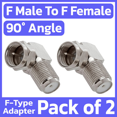 #ad 2 Pack F Type Male to Female 90° Angle Adapter Right Angle Coax Cable Connector $7.49