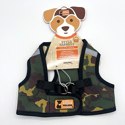 #ad The Dog Walker Company Dog Camouflage with Black Trim Adjustable Style Harness M $17.00