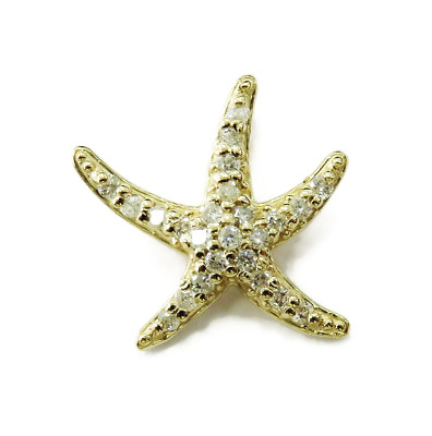 #ad 14k Yellow Gold Diamond Star Fish Ladies Pendant Necklace Charm $199.99