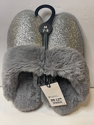 #ad Memory Foam Silver Gray Womens Slippers Size M 7 8 $16.10