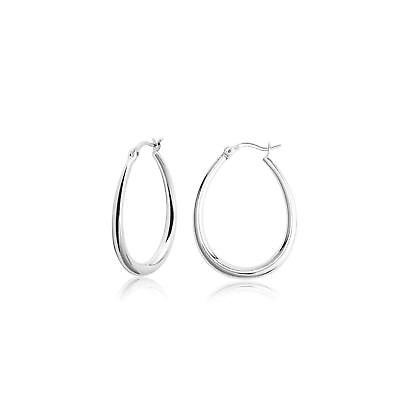 #ad Silver Oval Hoop Earrings for Women Hypoallergenic Medium Sterling Silver Tea... $19.77