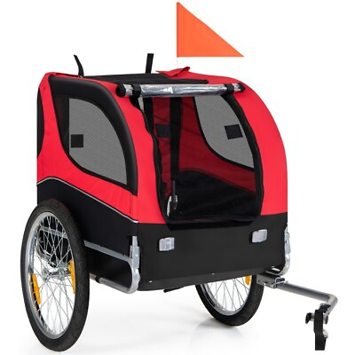 #ad Pet Bicycle Trailer Dog Cat Bike Carrier Foldable Heavy Duty w Zippered Doors $128.97