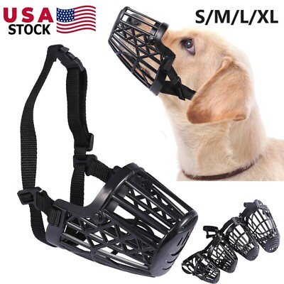 #ad Pet Dog Basket Muzzle Mouth Cover Mesh Cage Prevents Barking Non Bite Biting USA $8.36