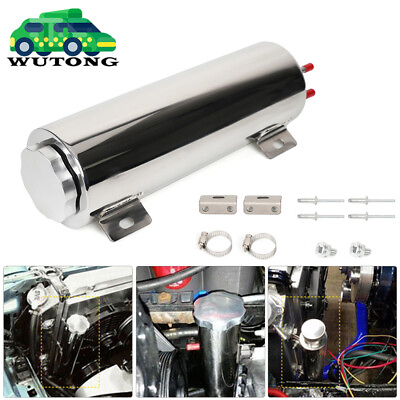 #ad 3quot; X 10quot; 32OZ Polished Stainless Steel Radiator Coolant Overflow Catch Tank Can $20.99