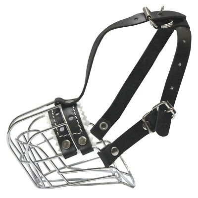 Caucasian Shepherd Muzzle Chrome Metal Dog Wire Basket Muzzle Reinforced Cage $32.00
