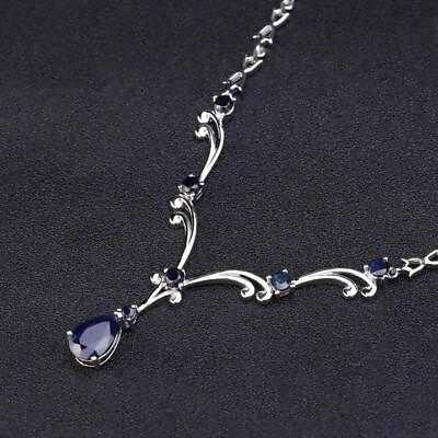 #ad Natural 5.61Ct Blue Sapphire 925 Sterling Silver Vintage Pendant Necklace $104.99