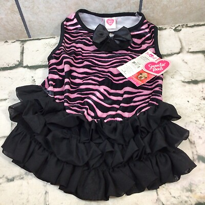 #ad Smoochie Pooch Dog Costume Outfit Pink and Black Dress Sz L Large $12.00