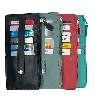#ad RFID Leather Women#x27;s Stacker Long Wallet Credit Card ID Holder Zip Pocket $13.28