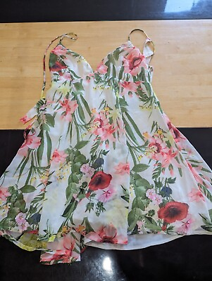 #ad Womens Forever 21 white floral sleeveless dress sz s $14.98