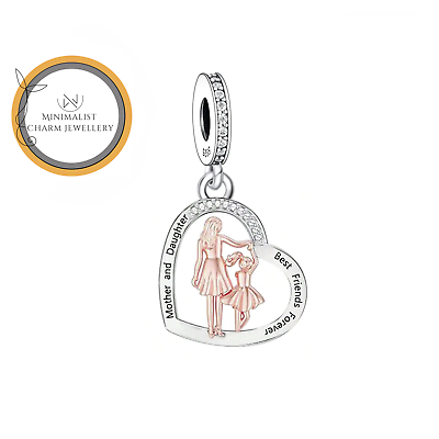 #ad Mother And Daughter Heart Dangle Charm Mother Gift Charm Daughter Gift Charm $28.79