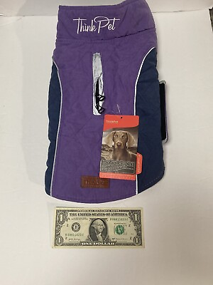 Dog Winter Coat Reversible Quilted Purple Navy Gray Dog Jacket Medium Think Pet $9.29