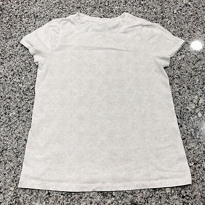 #ad Athleta White w Brown Design Short Sleeve T Shirt Womens Medium $12.00