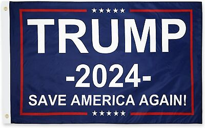 #ad PringCor 3x5FT 2024 Donald Trump Save America Again Flag Blue MAGA Patriot USA $8.99