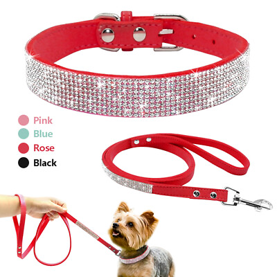 #ad Bling Rhinestone Pet Dog Collars And Leads Leash for Small Medium Dog Puppy US $10.49