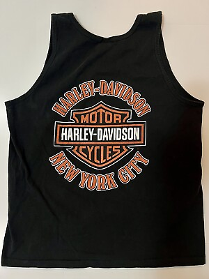 #ad Vintage Harley Davidson Tank Top T Shirt Sz Large New York City Biker USA Made $25.00