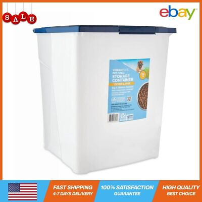 #ad Heavy Duty 50lb Extra Large Dry Pet Food Container w Locking Lid Dog Cat Supply $28.27