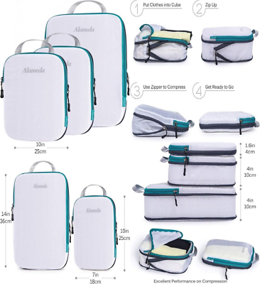 #ad Compression Packing Cube Set for Carryon Luggage Travel LSS White LSS $30.62
