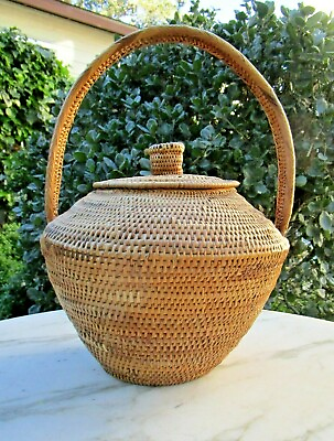 #ad Vintage Lidded Woven Water Basket $99.00