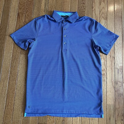 #ad Greyson Golf Polo Shirt Men Medium Blue Striped Performance Stretch $29.99