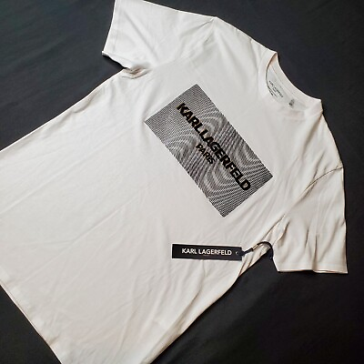 #ad Karl Lagerfeld Paris Men’s Size M NWT Short Sleeve T Shirt Logo White $33.95