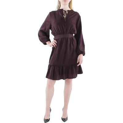 #ad Black Tape Womens Purple Ruffled Trim Knee Flowy Tunic Dress Plus X BHFO 7671 $10.99