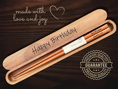 #ad Personalized Wooden Reusable Chopsticks Custom Box Set Engraved Wedding Favors $34.90