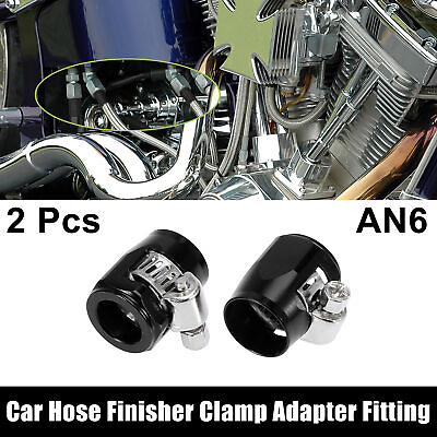 #ad 2pcs AN6 Black Car Hose Finisher Flexible Rubber Pipe Clamp for Oil Fuel Tube $15.29
