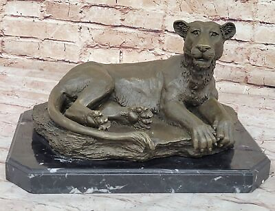 #ad  85quot;x13quot; Bronze Sculpture Art Deco Large Female African Wildlife Lion Artwork $314.65