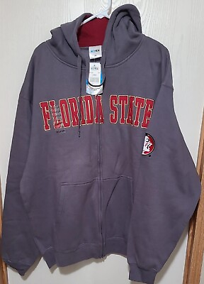 #ad Florida State Mens XL E5 Gray Full Zipper Hoodie New With Tags $35.99