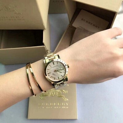 #ad NEW GENUINE BURBERRY THE CITY BU9033 STAINLESS STEEL YELLOW GOLD WOMENS WATCH GBP 119.99