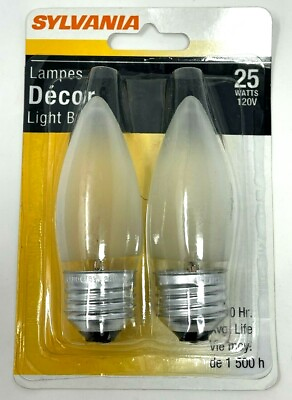 #ad Sylvania 2pk 25W E26 B10 Frosted Decor Lamp Chandelier Light Bulb $7.99