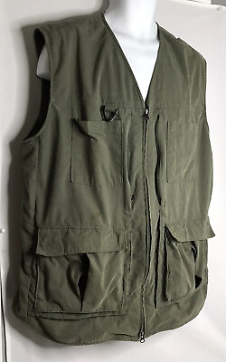 #ad Duluth Trading Fishing Hunting Green Vest 3 4 Zip Mens XL Vented Back VGUC $18.99