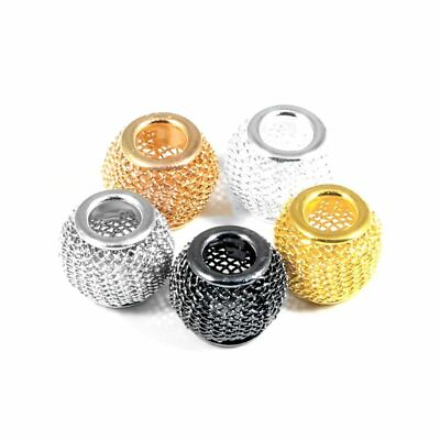 #ad 20pcs Round Hollow Alloy Beads 10mm Metal Spacer Charms Bead Jewelry Making Supp $13.02