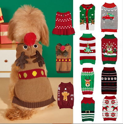 #ad Christmas Dog Clothes Soft Fleece Dog Jacket Pet Coat Sweater Puppy Cat Jumper $13.59