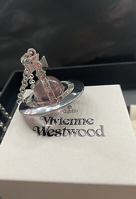 #ad Vivienne Westwood Large Orb Pink And Silver Pendant Necklace With Full Packaging $95.00