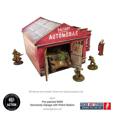 #ad Pre Painted WW2 Normandy Garage With Petrol Station $41.50