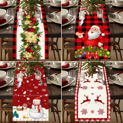 #ad Christmas Table Runner Ornament Kitchen Dining Table Decor Holiday Party Decor $8.99