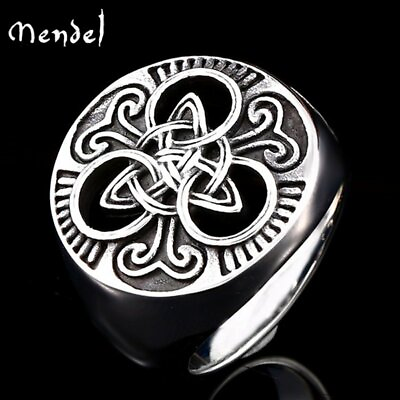 #ad MENDEL Mens Stainless Steel Irish Celtic Triquetra Trinity Knot Ring Size 7 15 $11.99